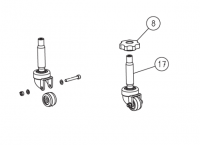 Направляющий ролик (колесо) в сборе+звёздообразная контргайка Flip (LAGLER) [17+8] (арт. 320.05.00.200 + 320.05.11.205)