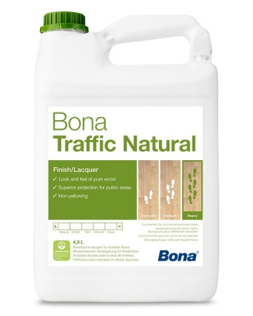 Traffic Natural (BONA) 2K полиуретановый лак на водной основе с эффектом не покрытой древесины 5л.